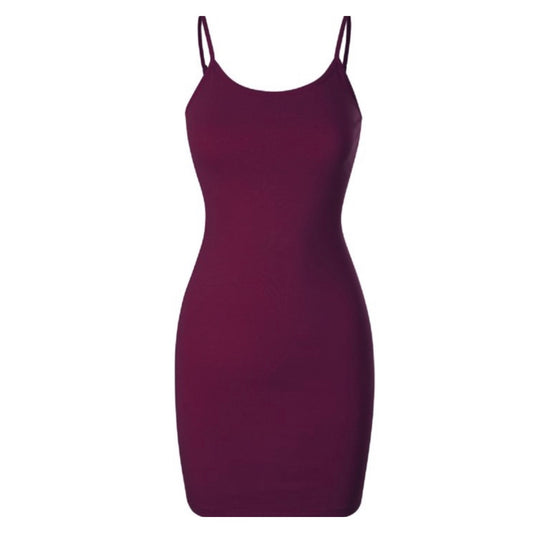 Spaghetti Strap Stretch Camisole Tank Top Extra Long (Dark plum)