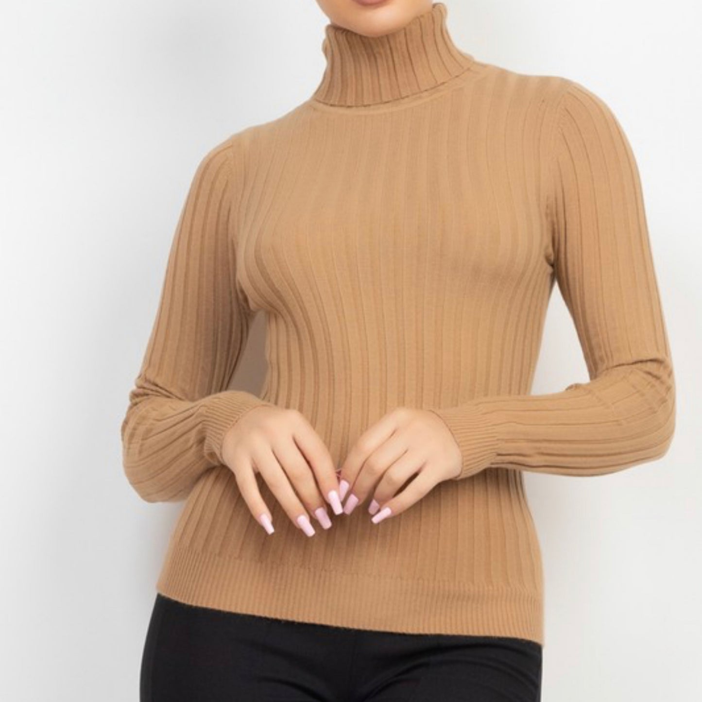 Ribbed Turtleneck Sweater Top