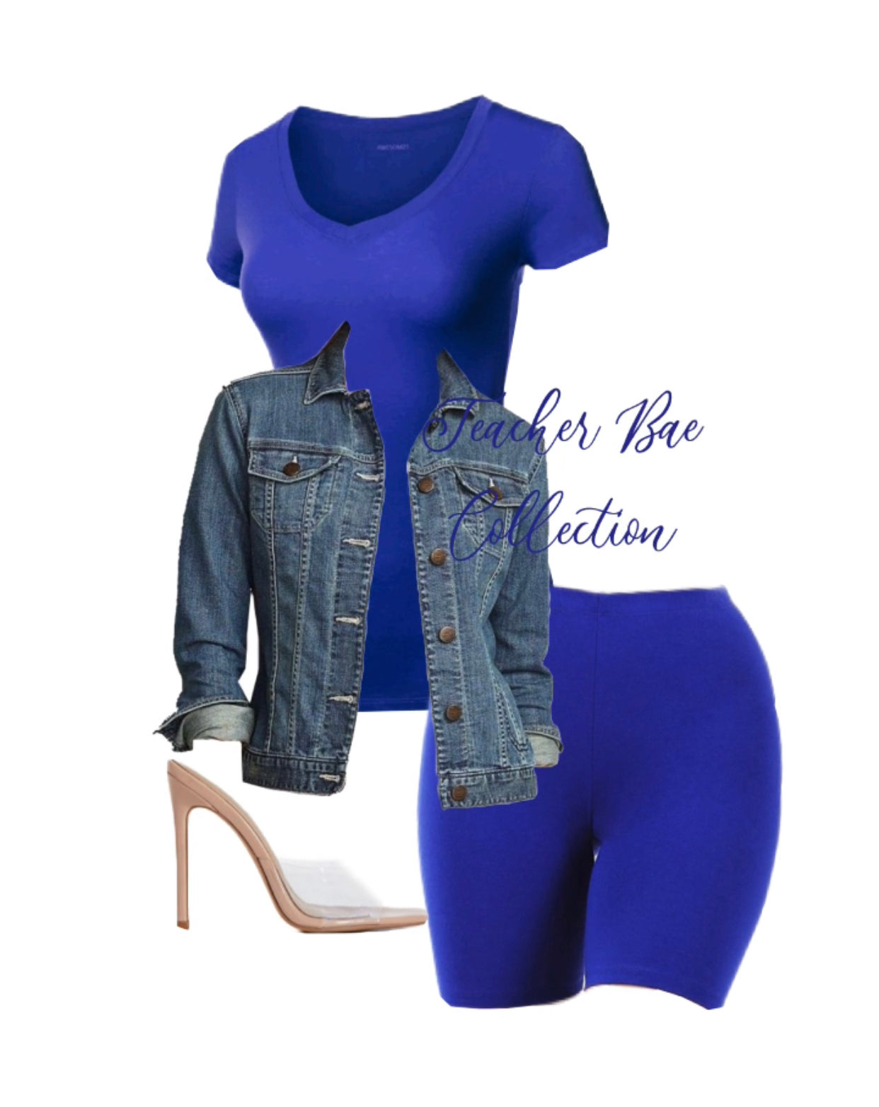 A V-Neck Spring/Summer set “blue”