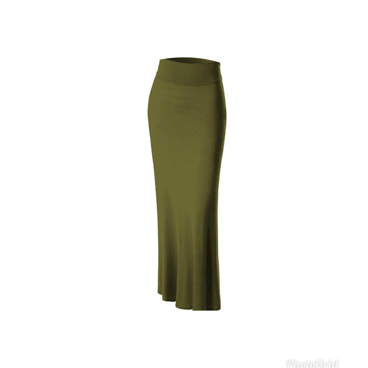 Lightweight Floor Length Maxi  Skirt (Olive)