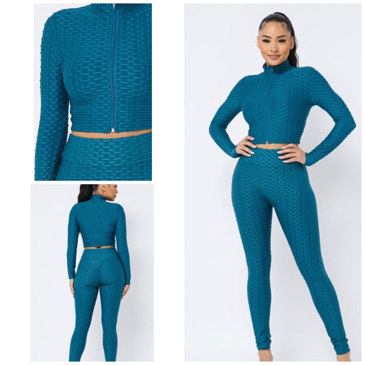 2 pc Flex set with crop top jacket 40% off