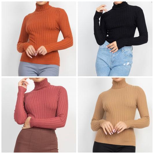 Ribbed Turtleneck Sweater Top