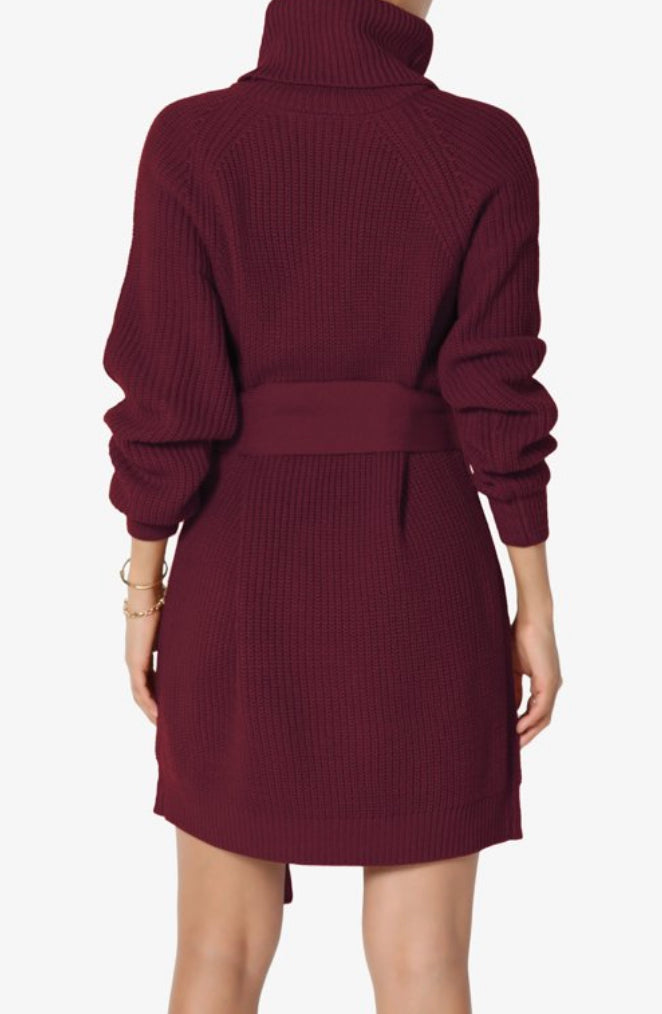 SWEATER DRESS BELTED TURTLENECK SWEATER DRESS (25% OFF)