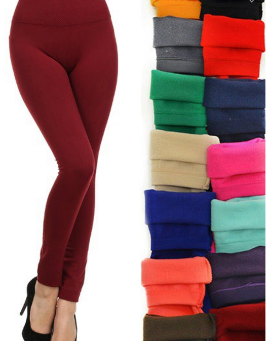 High Waisted Seamless Fleece Tights with Tummy Control