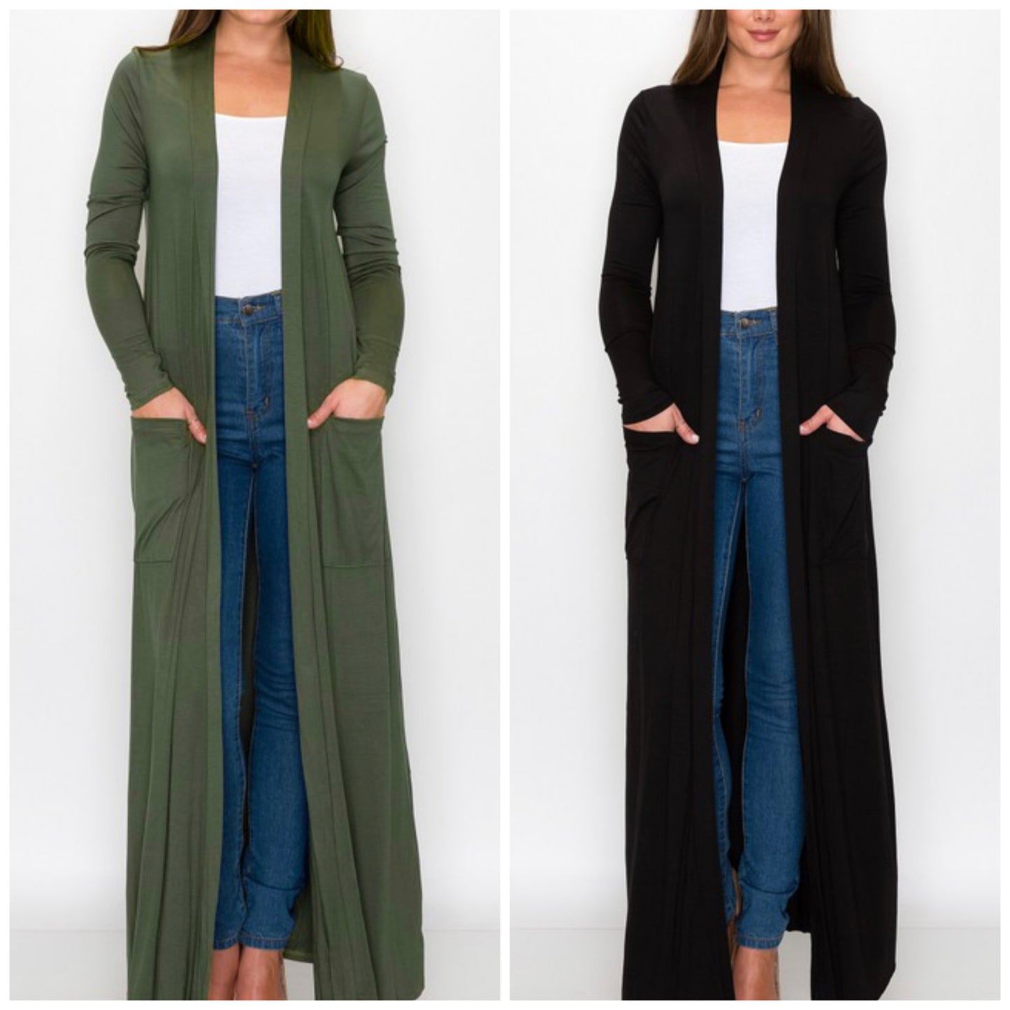 Solid Maxi Cardigan w/ Pockets