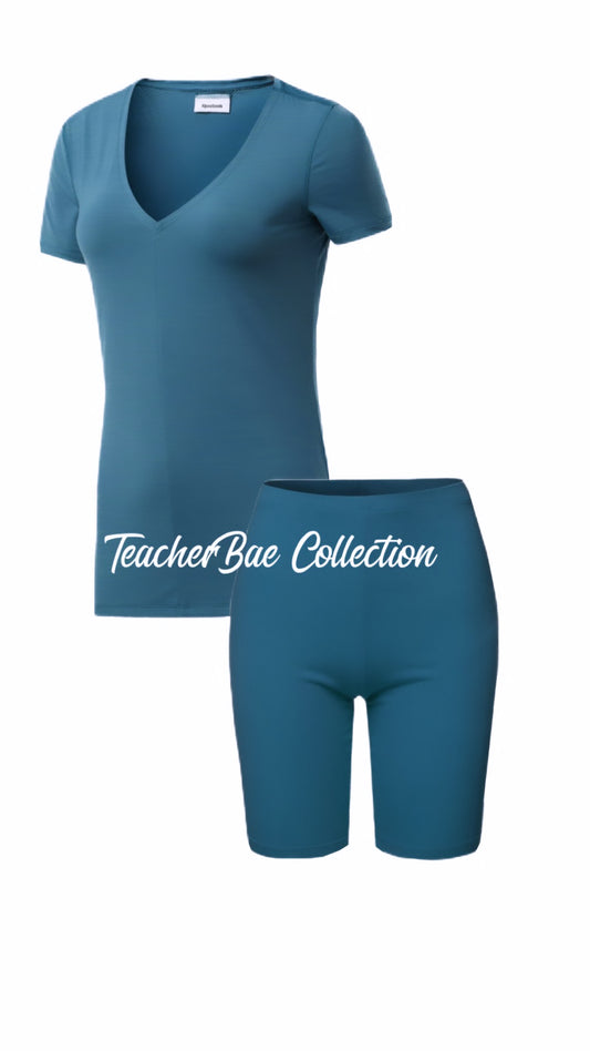 A V-Neck Spring/Summer set “Teal”