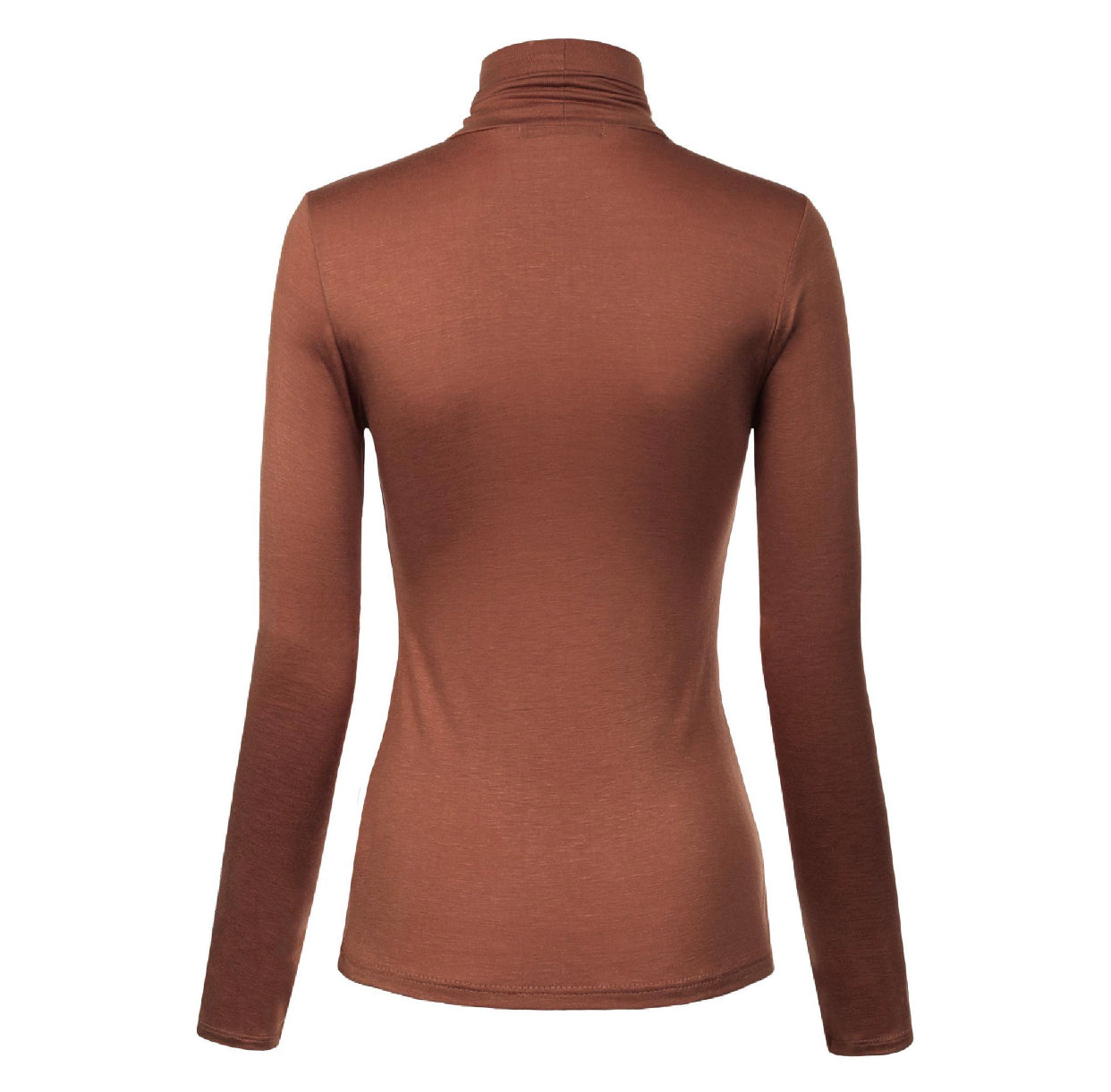 BROWN TURTLE NECK RAYON JERSEY TOP