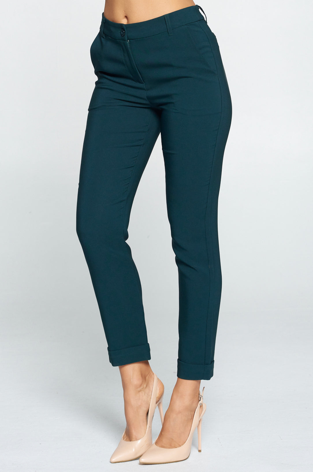 Chic Dark Green Ankle Pants