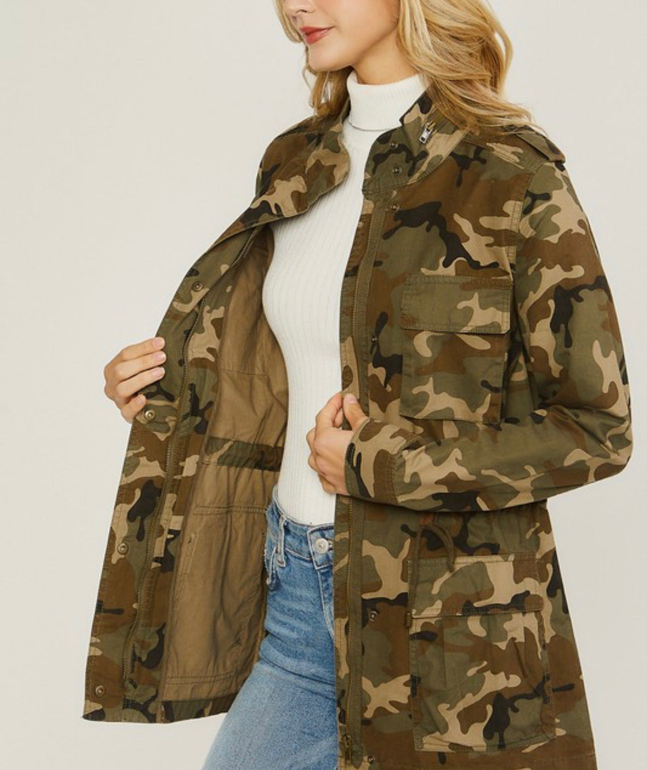 JACKET - ARMY UTILITY WITH DRAWSTRING WAIST