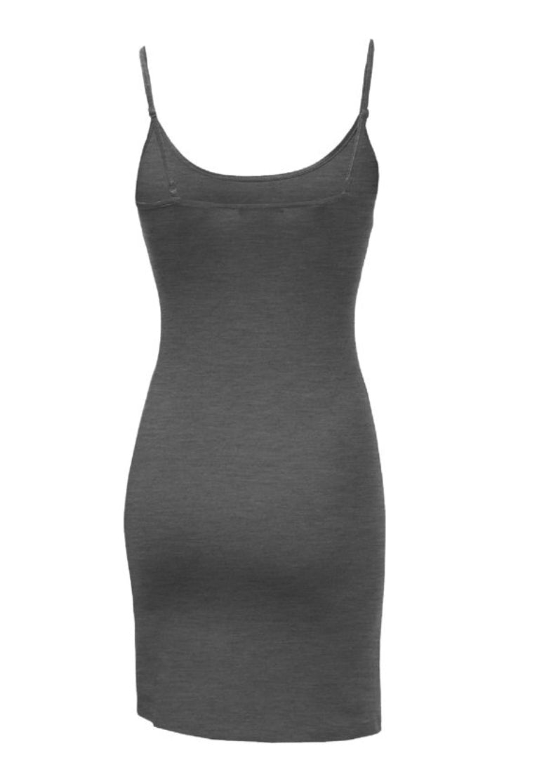 Spaghetti Strap Stretch Camisole Tank Top Extra Long (Ash Grey)