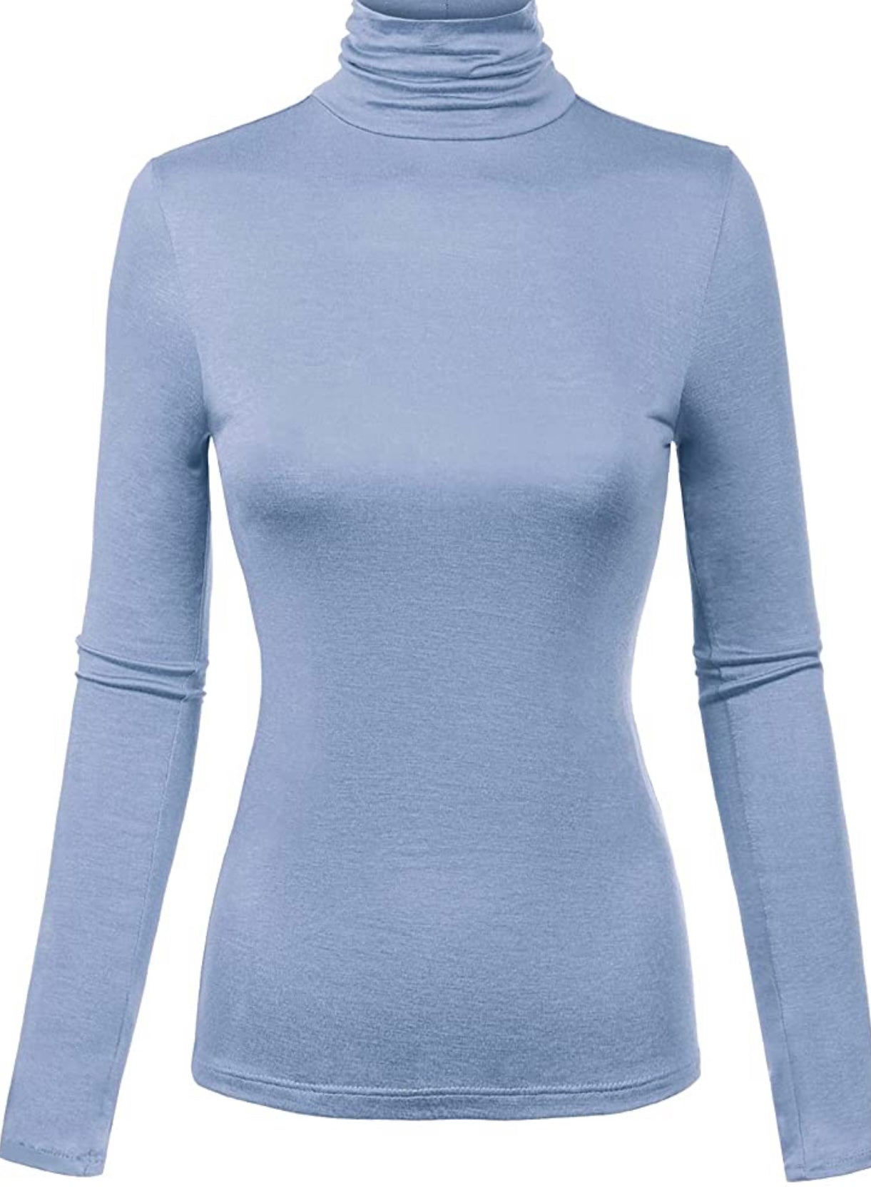 BLUE TURTLE NECK RAYON JERSEY TOP