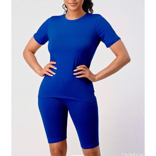 Chic Electric blue biker short set