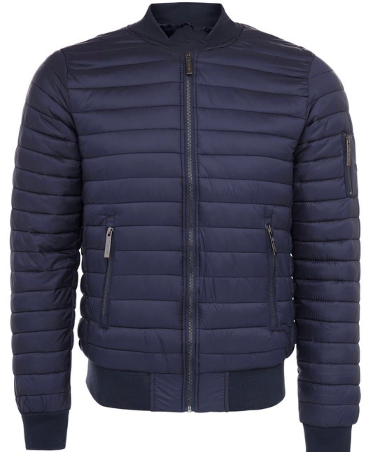 Men's Navy Puffer jacket with faux fur lining