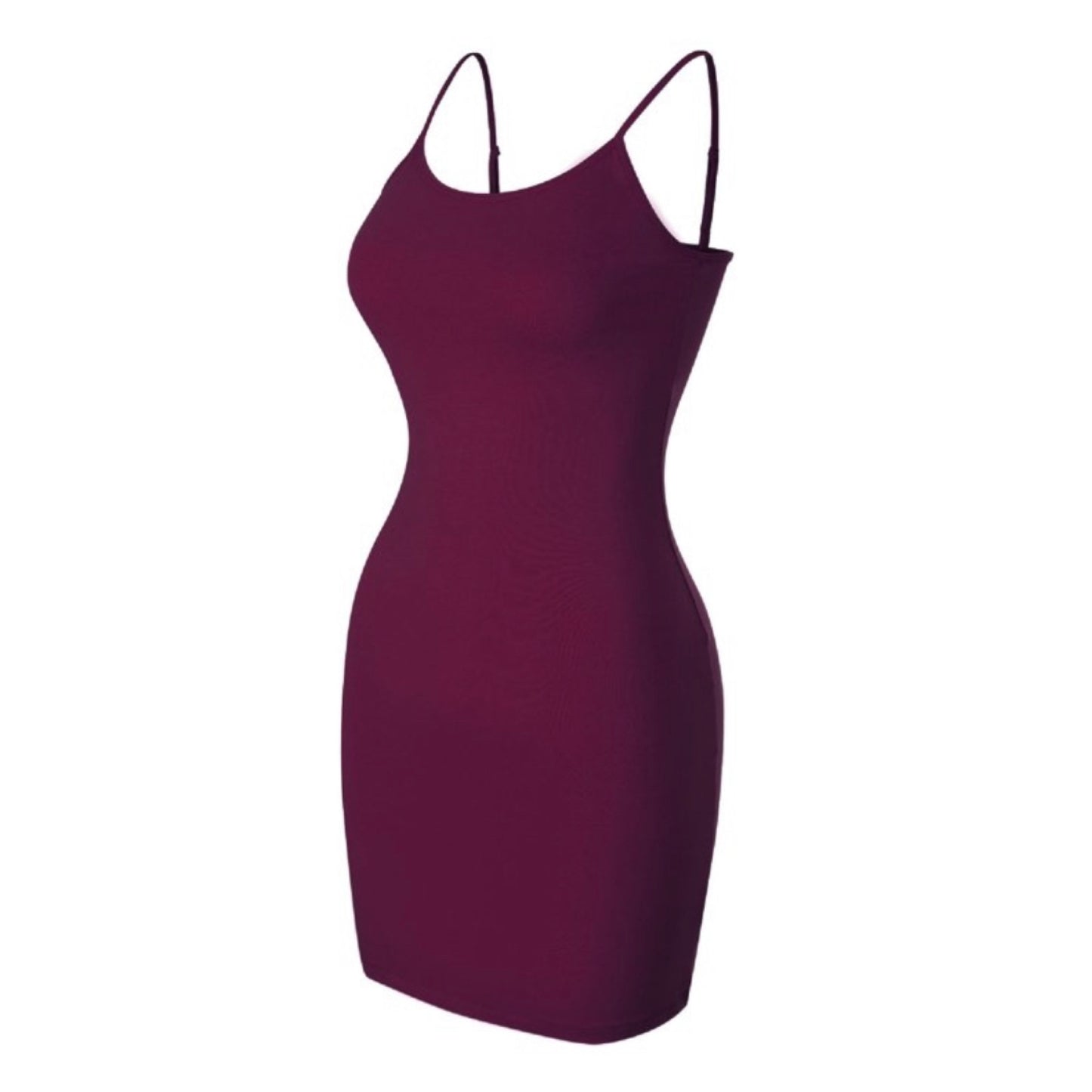 Spaghetti Strap Stretch Camisole Tank Top Extra Long (Dark plum)