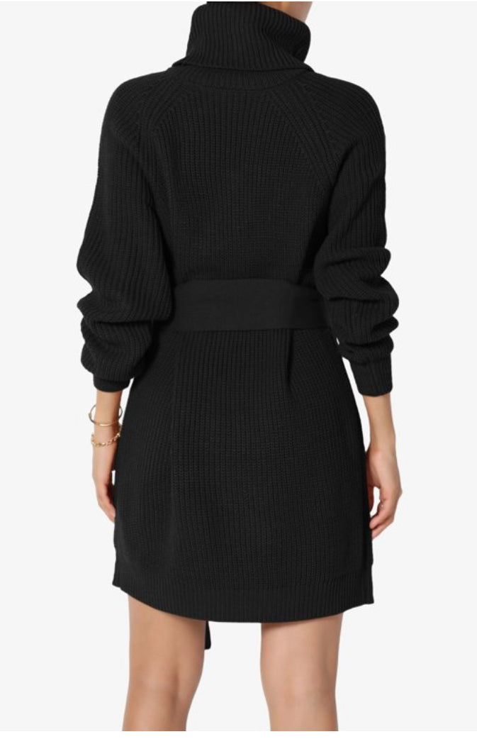 SWEATER DRESS BELTED TURTLENECK SWEATER DRESS (25% OFF)