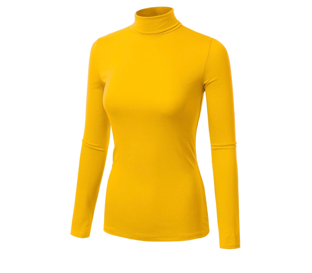 MUSTARD TURTLE NECK COTTON JERSEY TOP