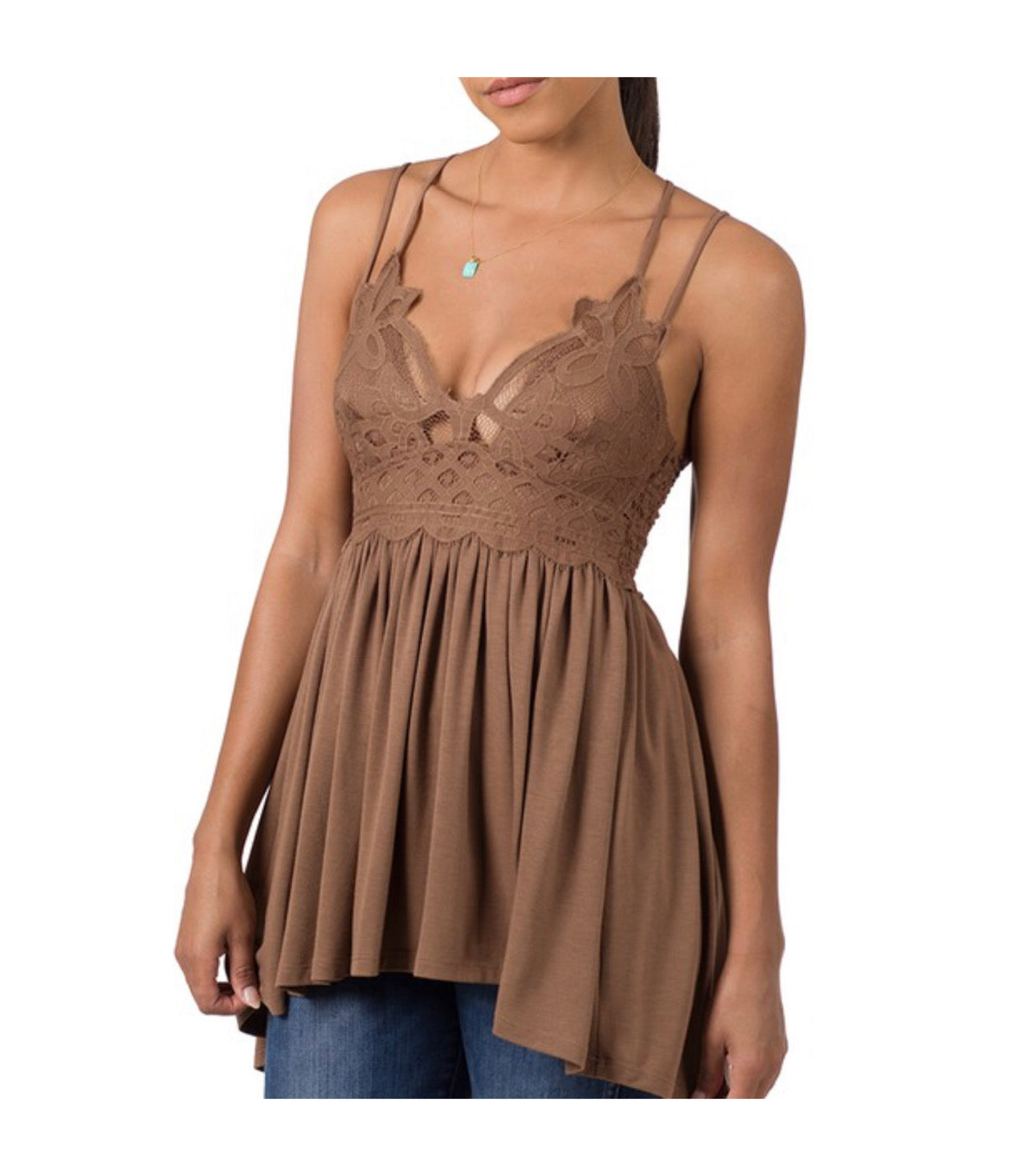 Crochet Lace Jersey Tunic Cami Top