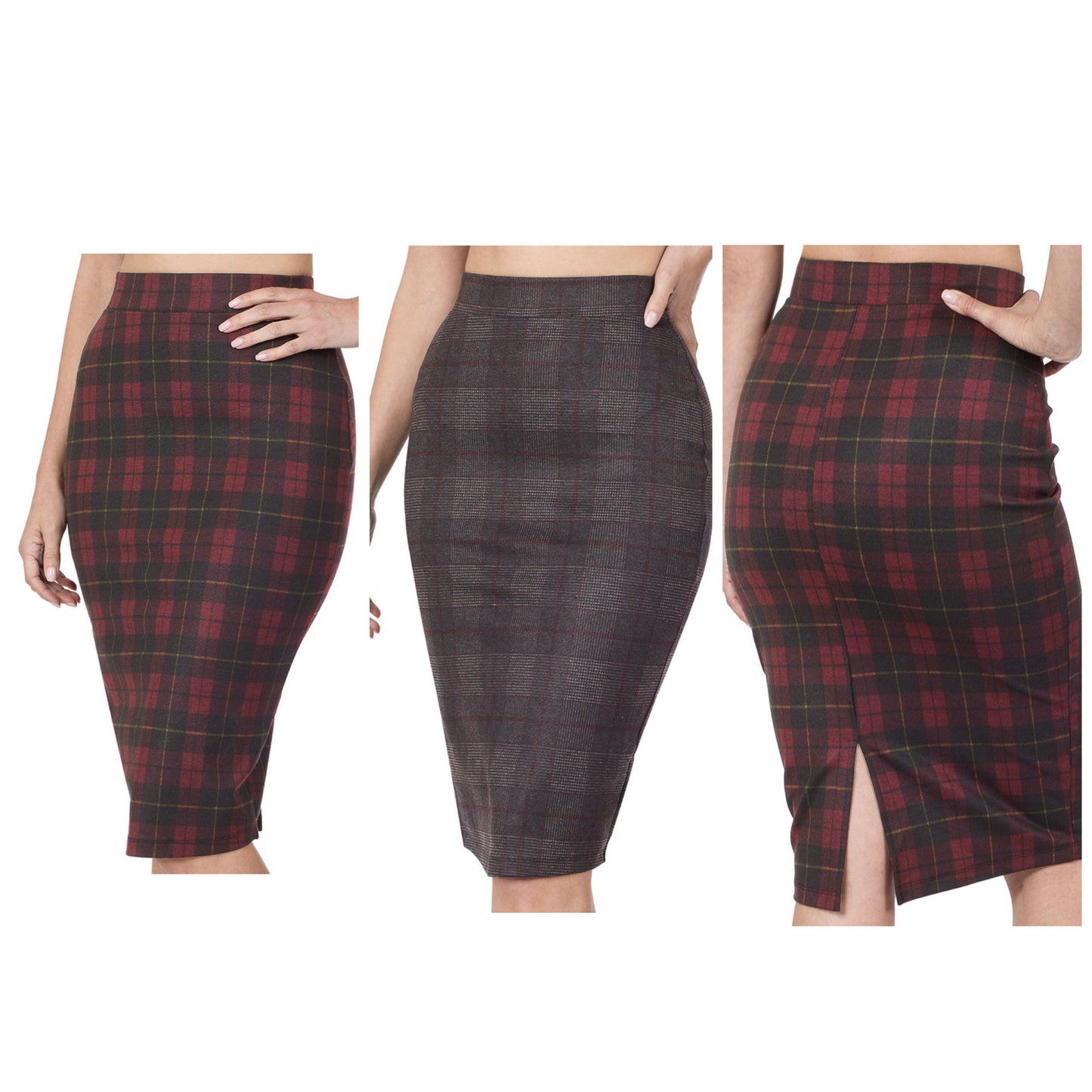 Ponte Plaid Skinny Pull On pencil skirt (50% Off)