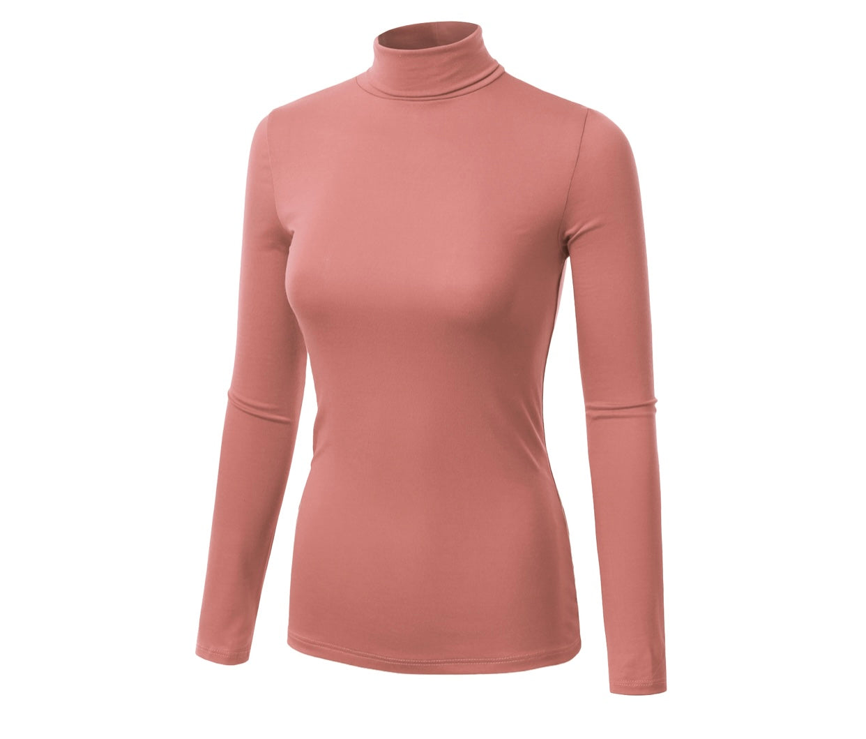 Mauve TURTLE NECK COTTON JERSEY TOP