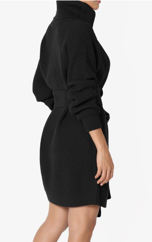 SWEATER DRESS BELTED TURTLENECK SWEATER DRESS (25% OFF)