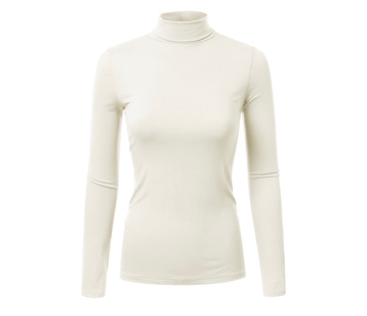 WHITE TURTLE NECK COTTON JERSEY TOP