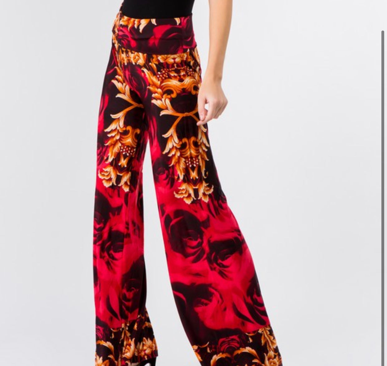 Orange & Red Damask printed, Palazzo Pants