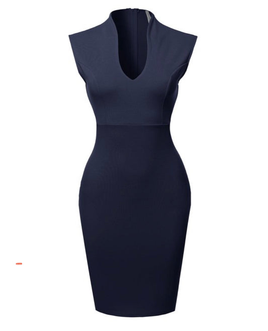 Navy Elegant classic work dress