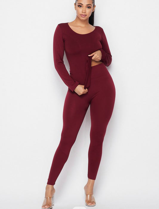 Perfect waist control 2pc Burgundy Fall set