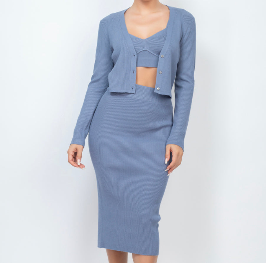 Poppin’ Periwinkle All Around 3pc pencil Skirt set