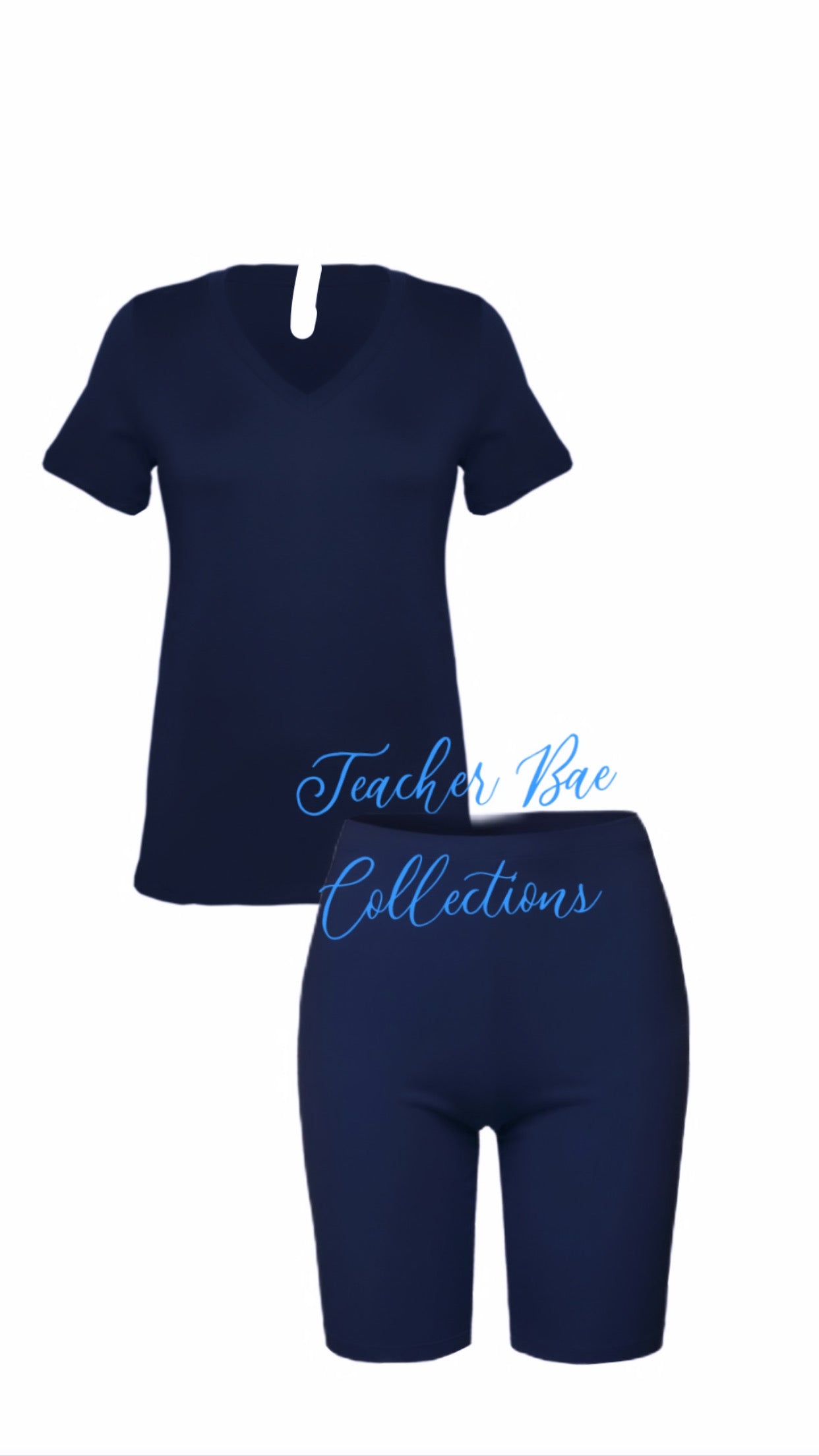 A V-Neck Spring/Summer set “navy”