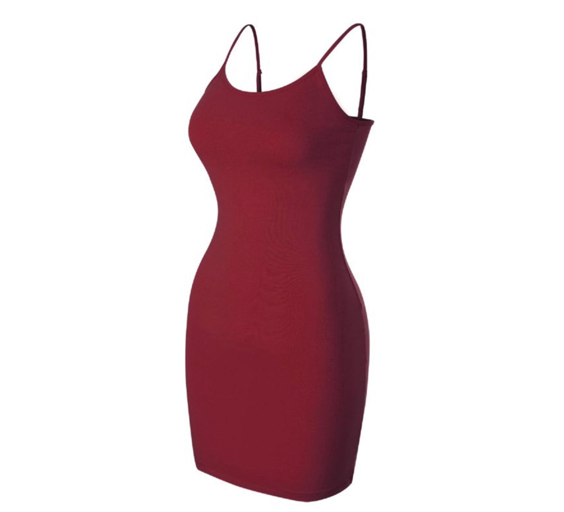 Spaghetti Strap Stretch Camisole Tank Top Extra Long (cabernet)