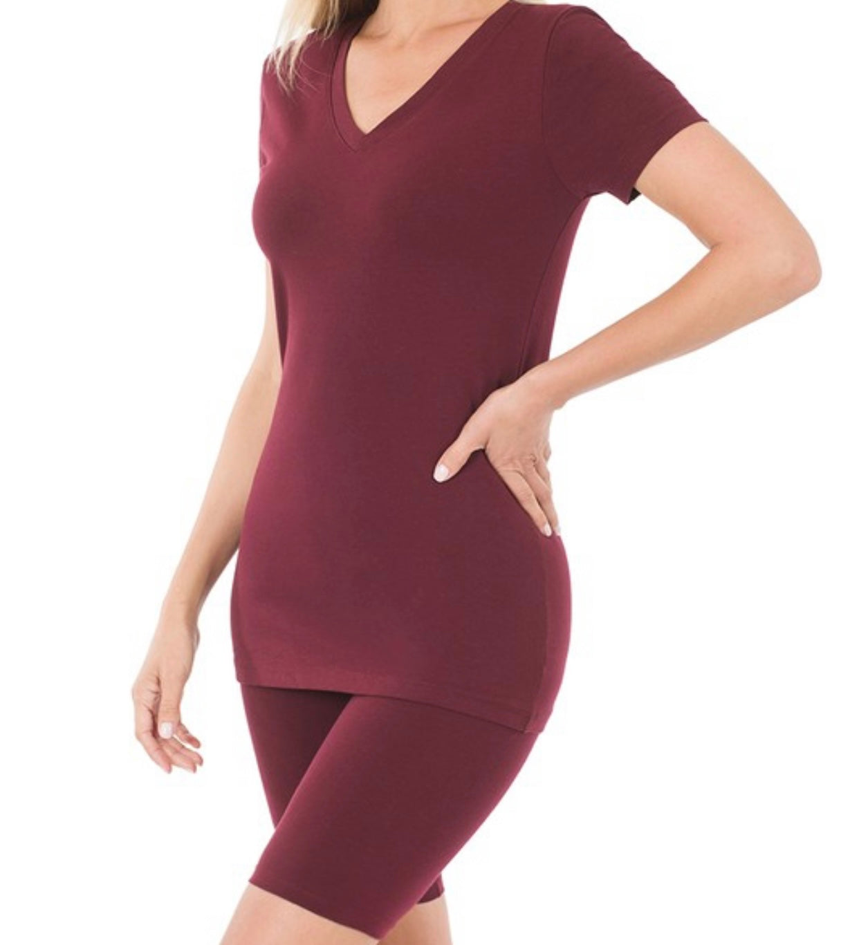 A V-Neck Spring/Summer set “Burgundy”