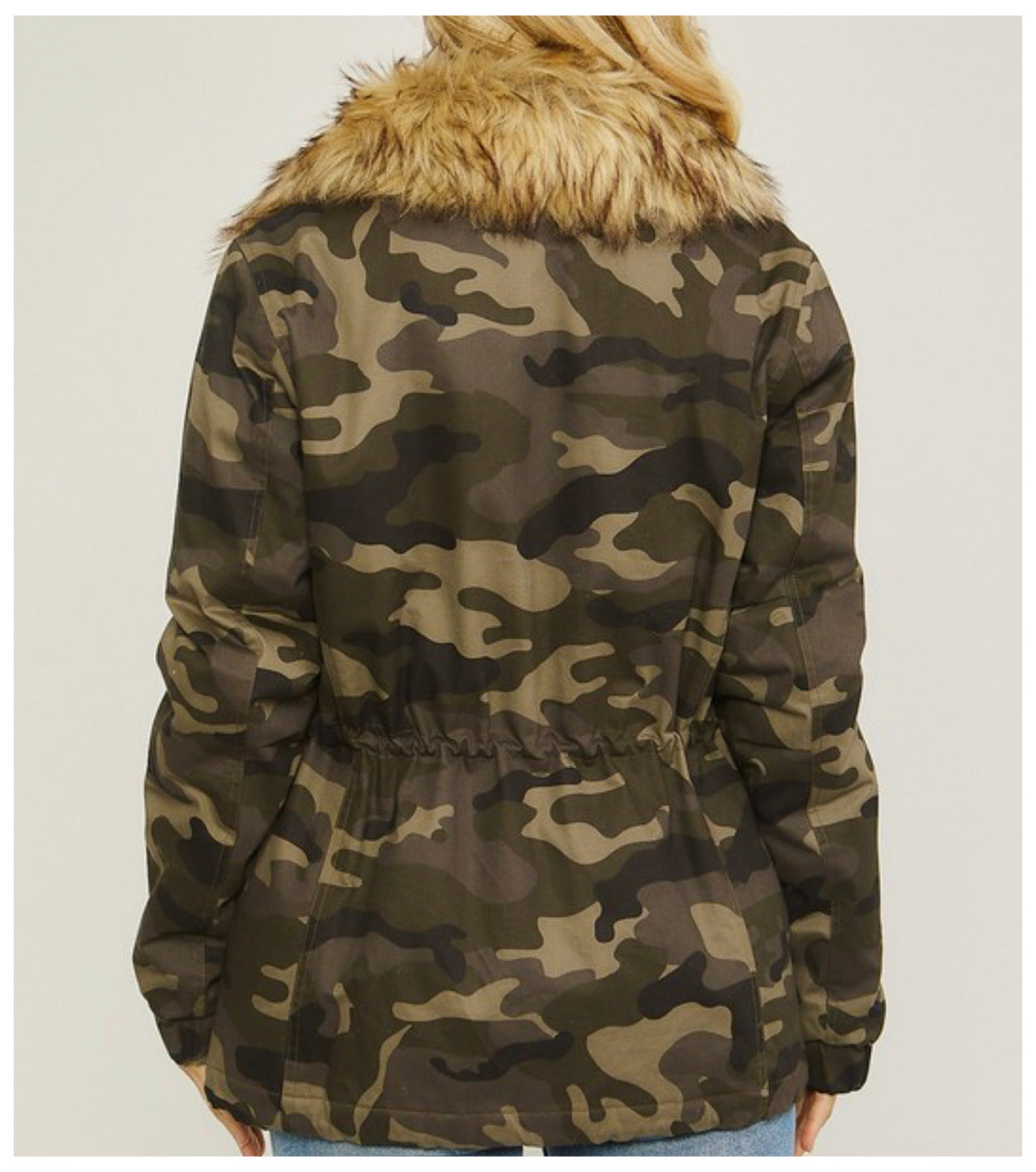 Camo Faux Fur Utility Anorak Jacket