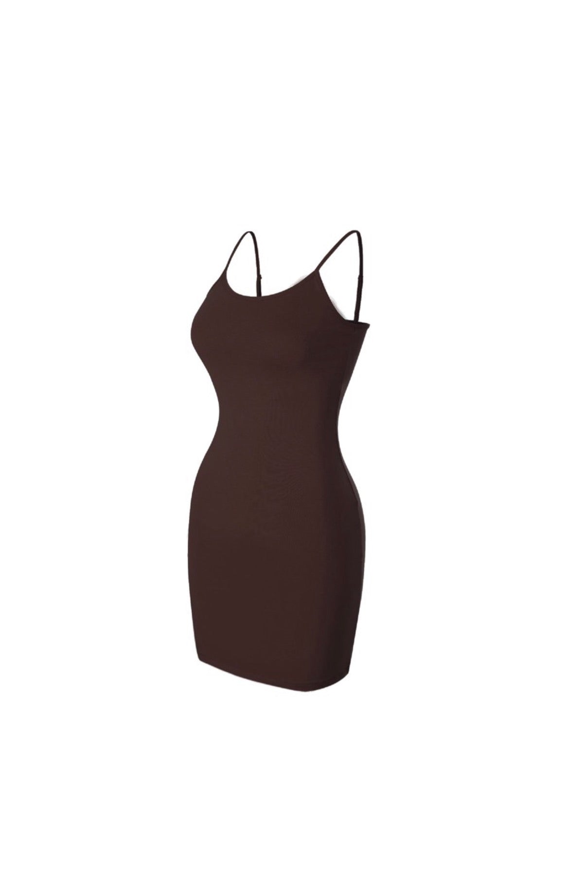 Spaghetti Strap Stretch Camisole Tank Top Extra Long (chocolate)