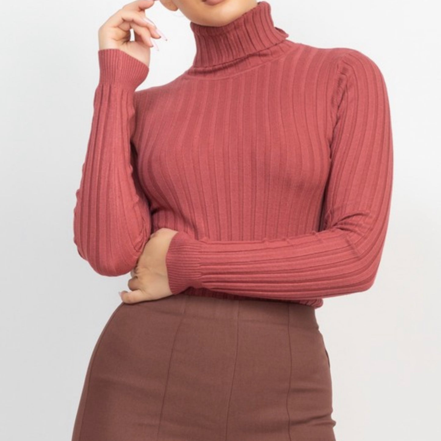 Ribbed Turtleneck Sweater Top