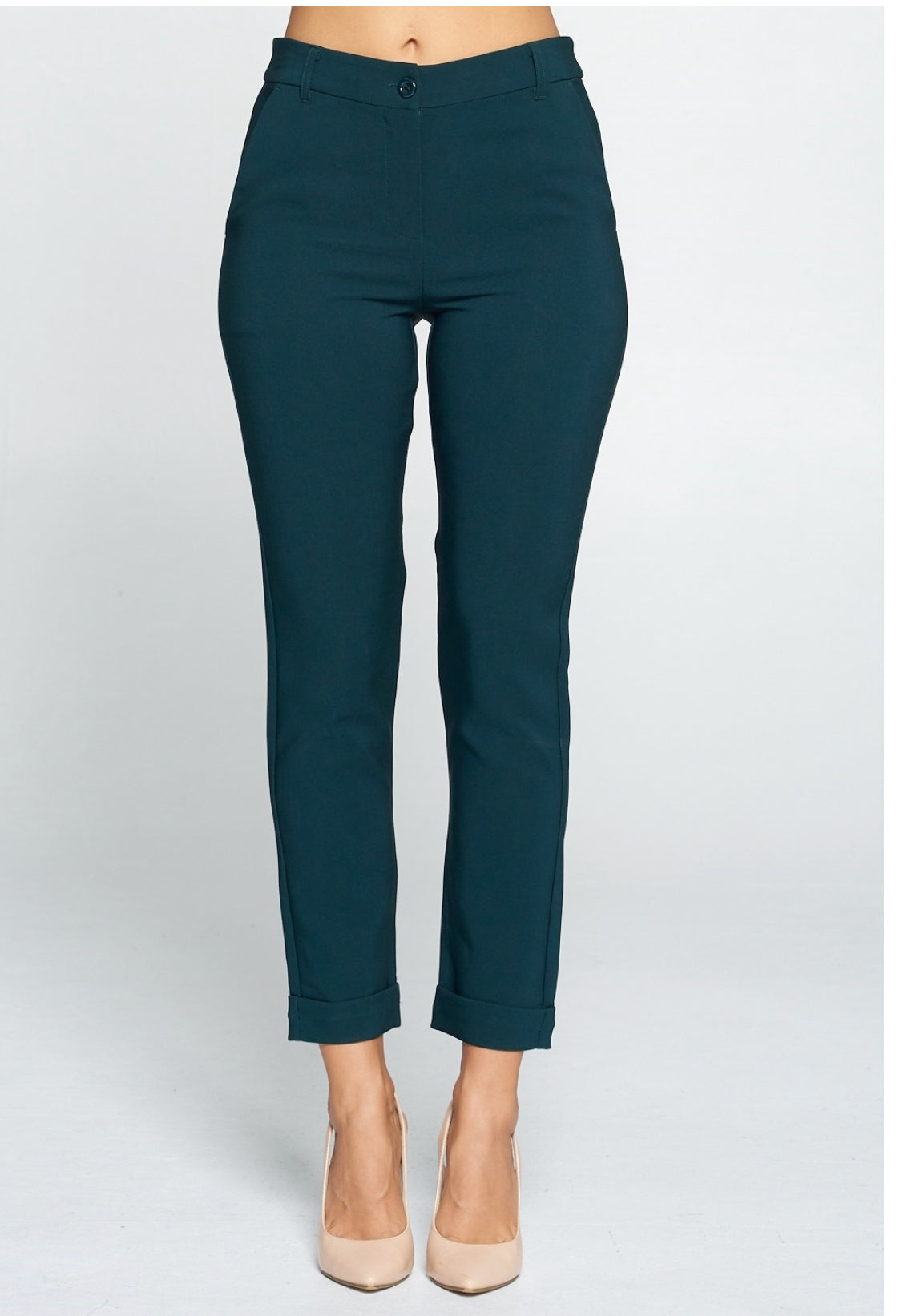 Chic Dark Green Ankle Pants