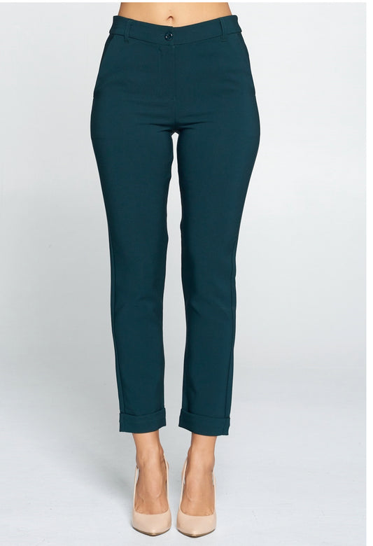 Chic Dark Green Ankle Pants