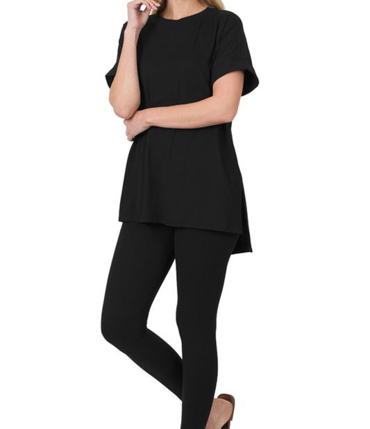 Chic On-The-Go MICROFIBER SET (Black) round neck