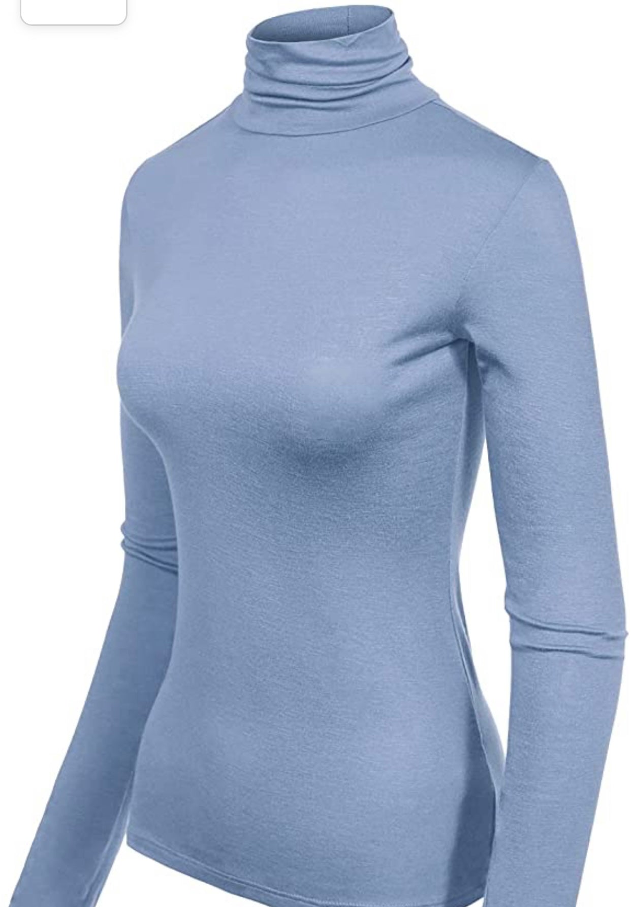 BLUE TURTLE NECK RAYON JERSEY TOP