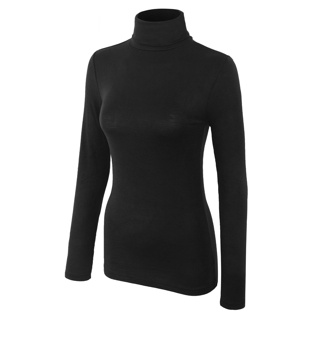 BLACK TURTLE NECK COTTON JERSEY TOP