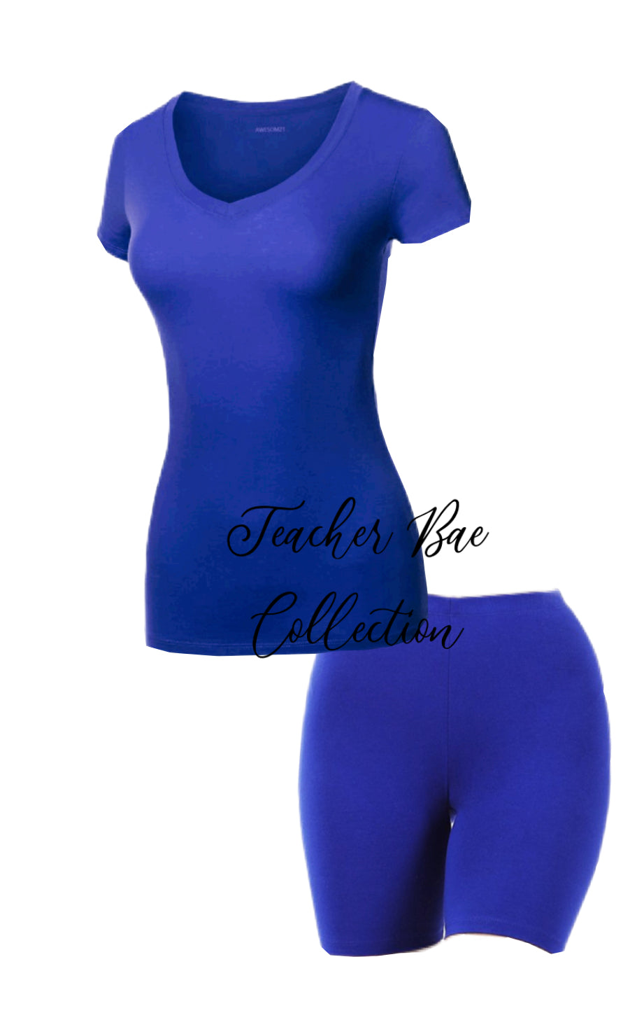 A V-Neck Spring/Summer set “blue”