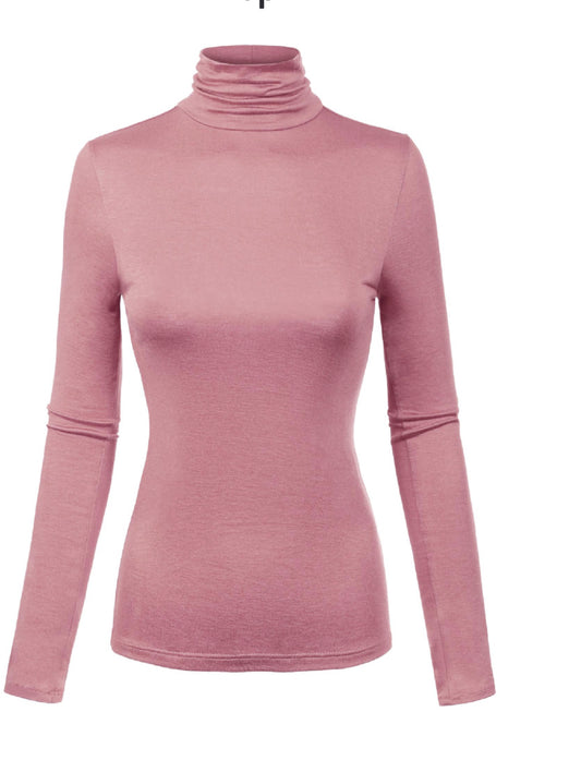 PINK TURTLE NECK RAYON JERSEY TOP