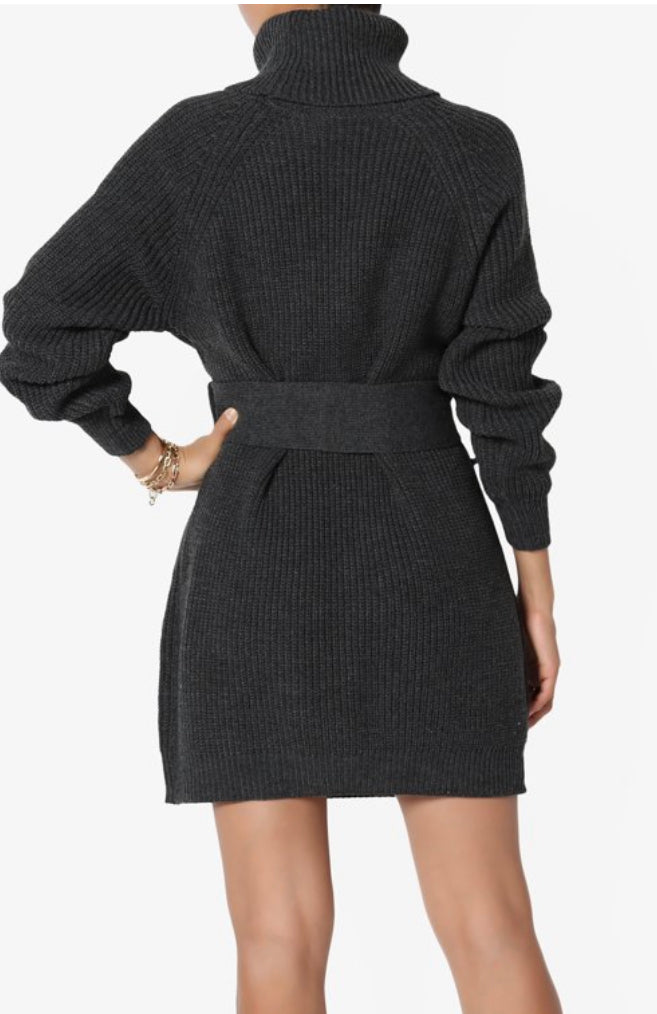 SWEATER DRESS BELTED TURTLENECK SWEATER DRESS (25% OFF)