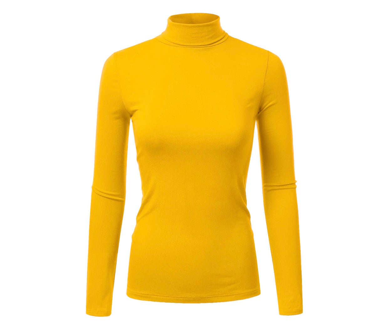 MUSTARD TURTLE NECK COTTON JERSEY TOP