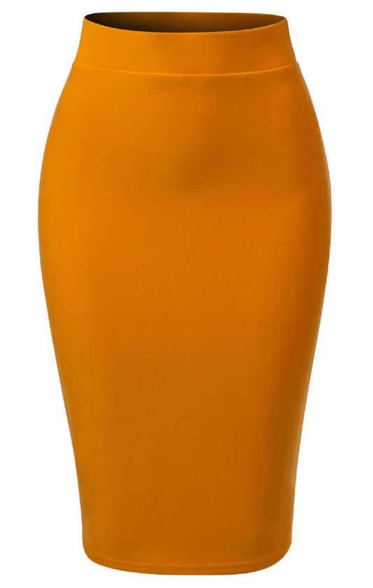 Mustard pencil skirt