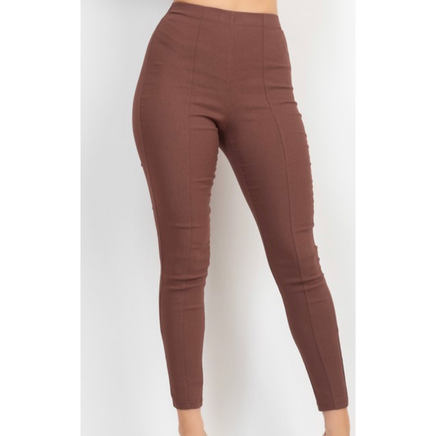 High Waisted Solid Skinny Full Pants