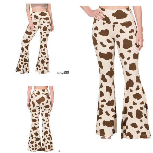 Cow Print Flare Pants