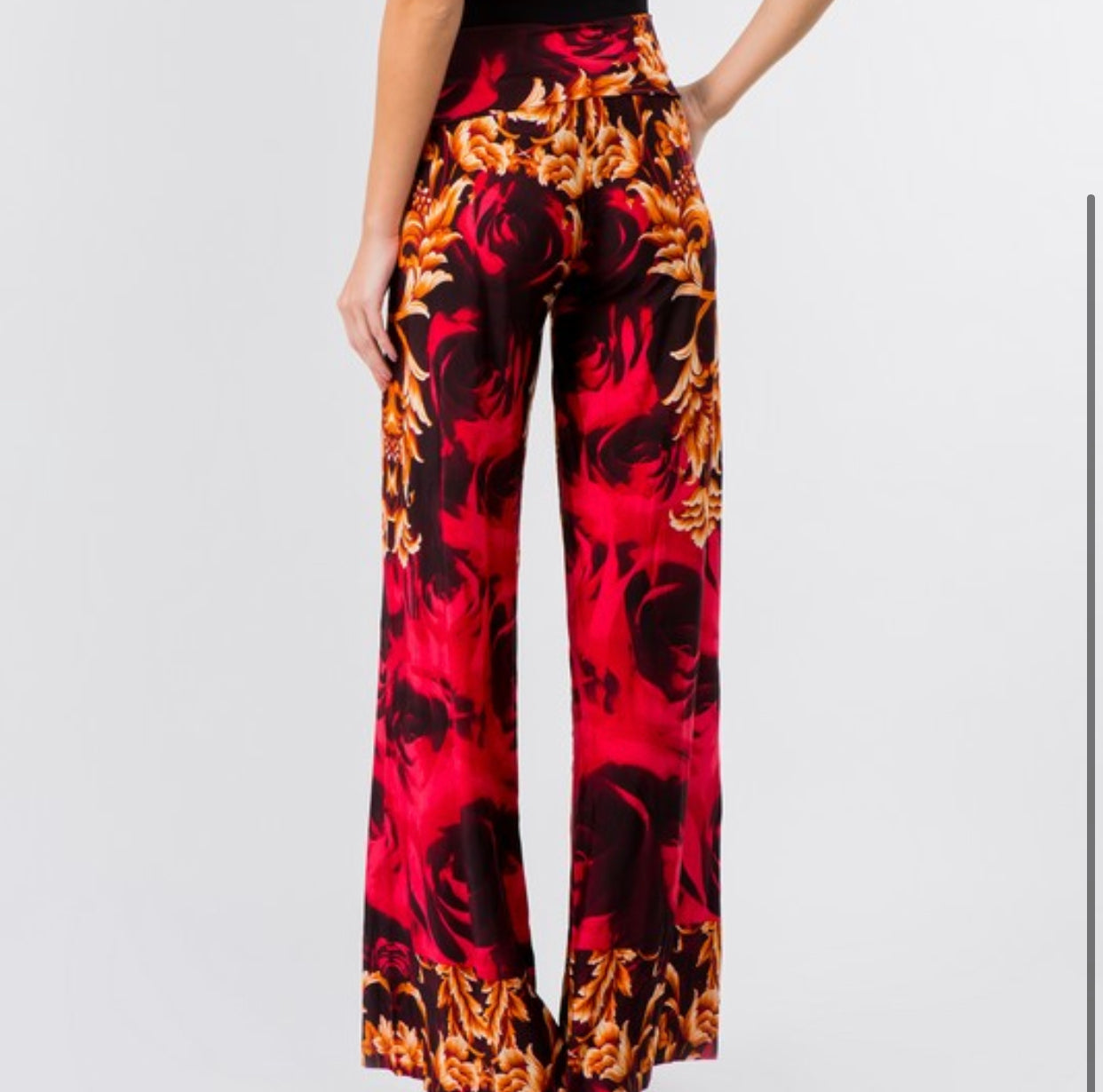 Orange & Red Damask printed, Palazzo Pants