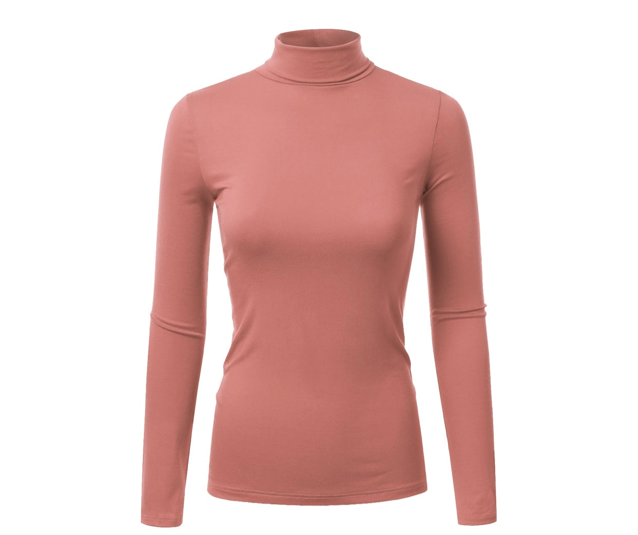 Mauve TURTLE NECK COTTON JERSEY TOP